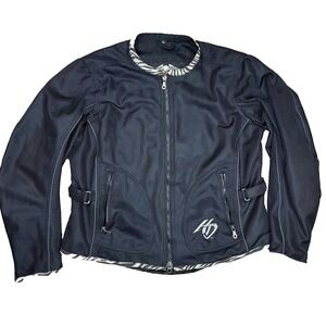 Harley Davidson Jacket Women's XL Black Zebra Motorcycle Riding Racer Mesh Lined